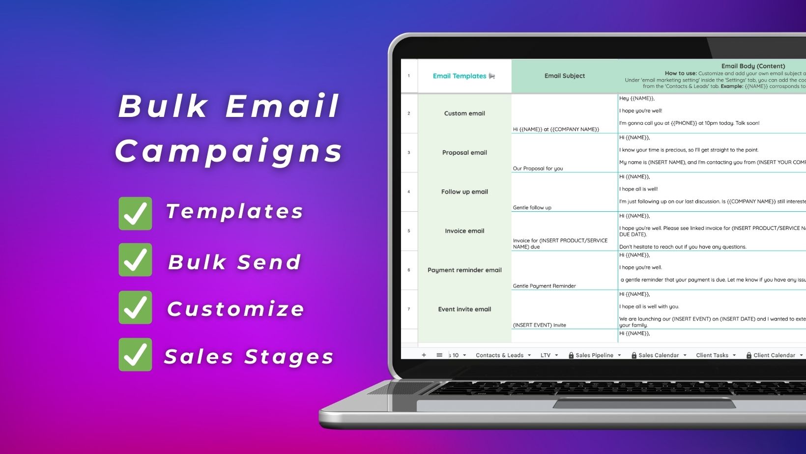 Google Sheets CRM email marketing