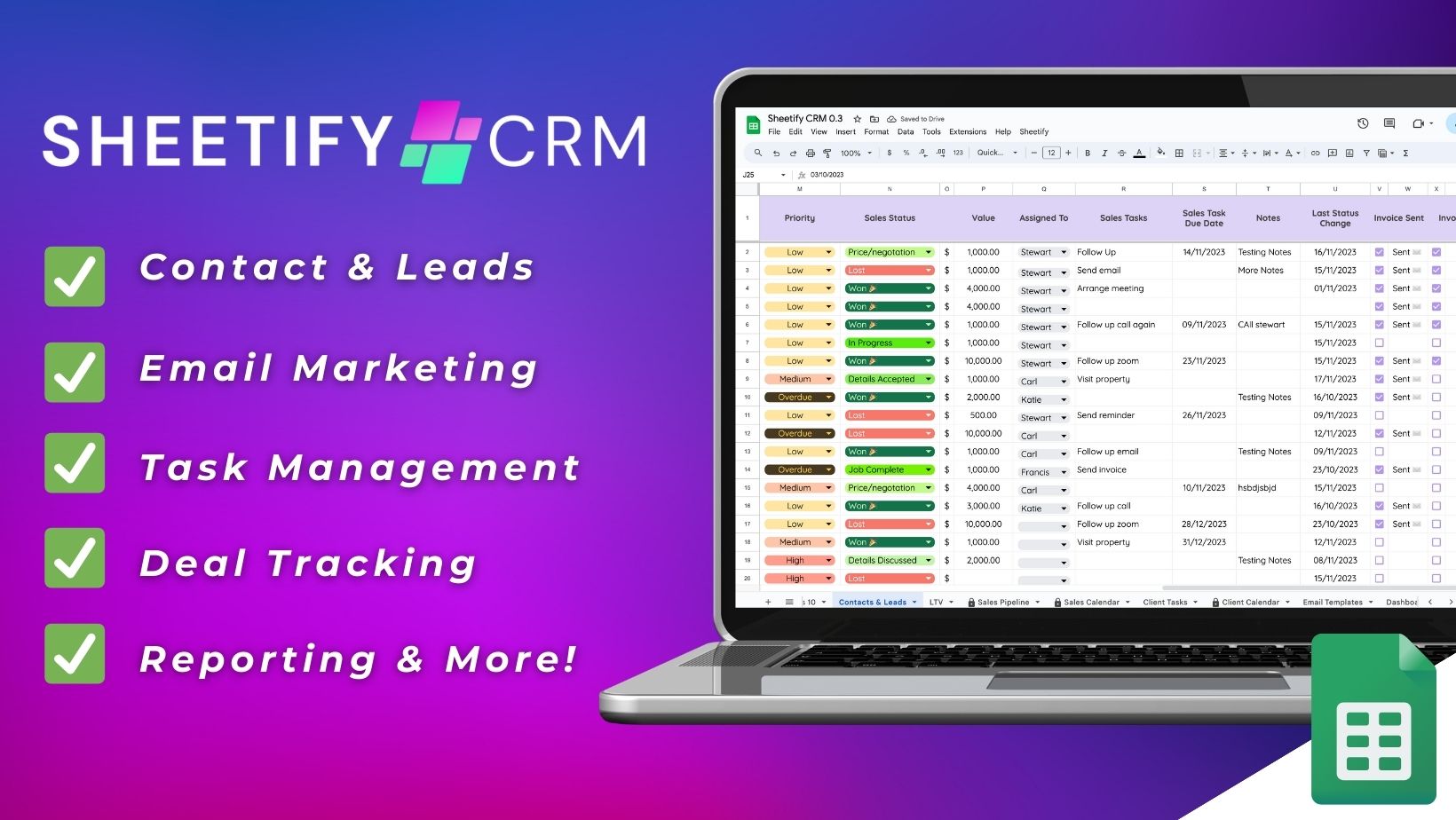 Load video: Sheetify Google Sheets CRM for Small Businesses