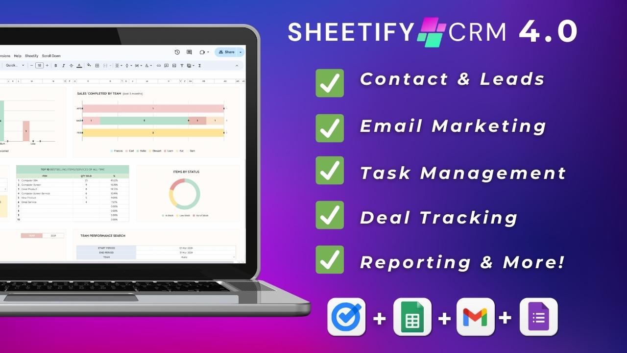 Load video: Google Sheets CRM, Sales Tracker, Customer Tracker, Task Manager, Invoice Tracker and Email Marketing template