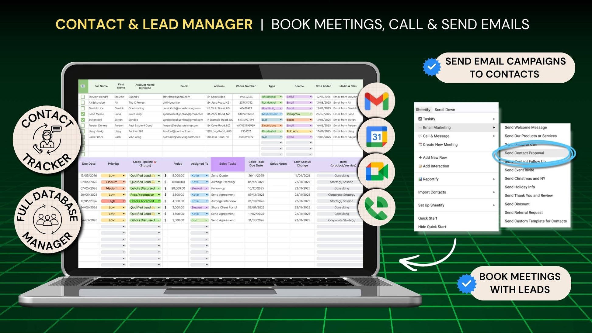 CRM Google Sheets Template