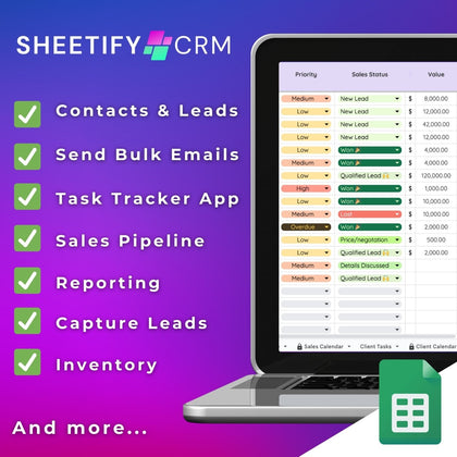 Sheetify CRM (All-in-one CRM, Sales & Task Management Toolkit)