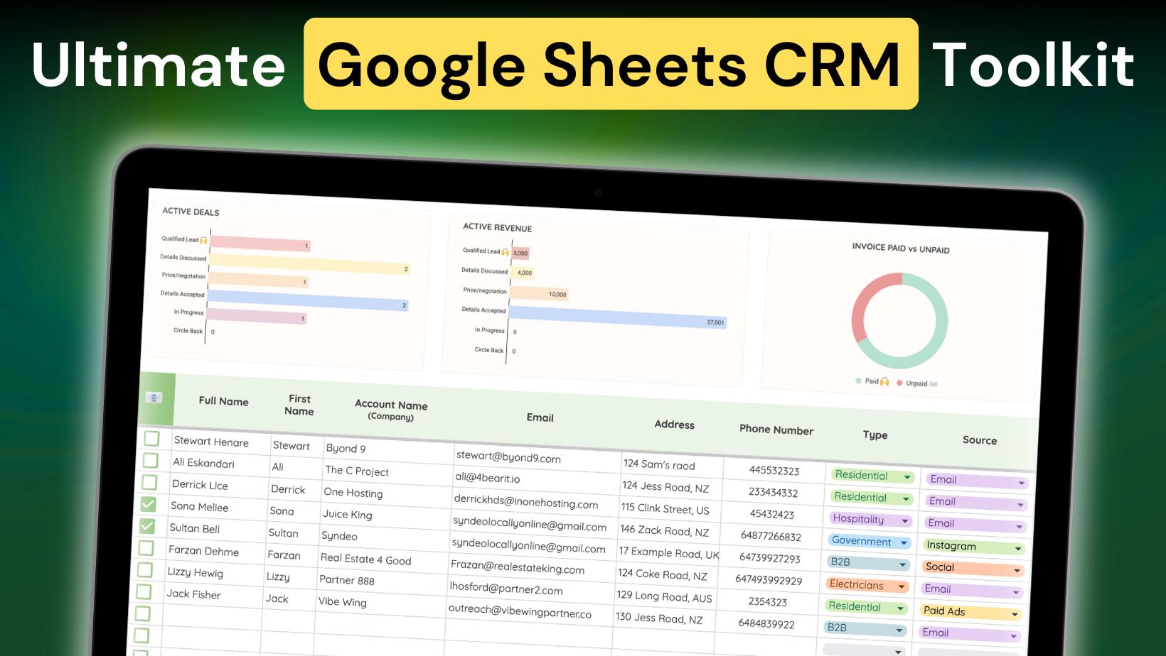 Load video: Google Sheets CRM Template for small business
