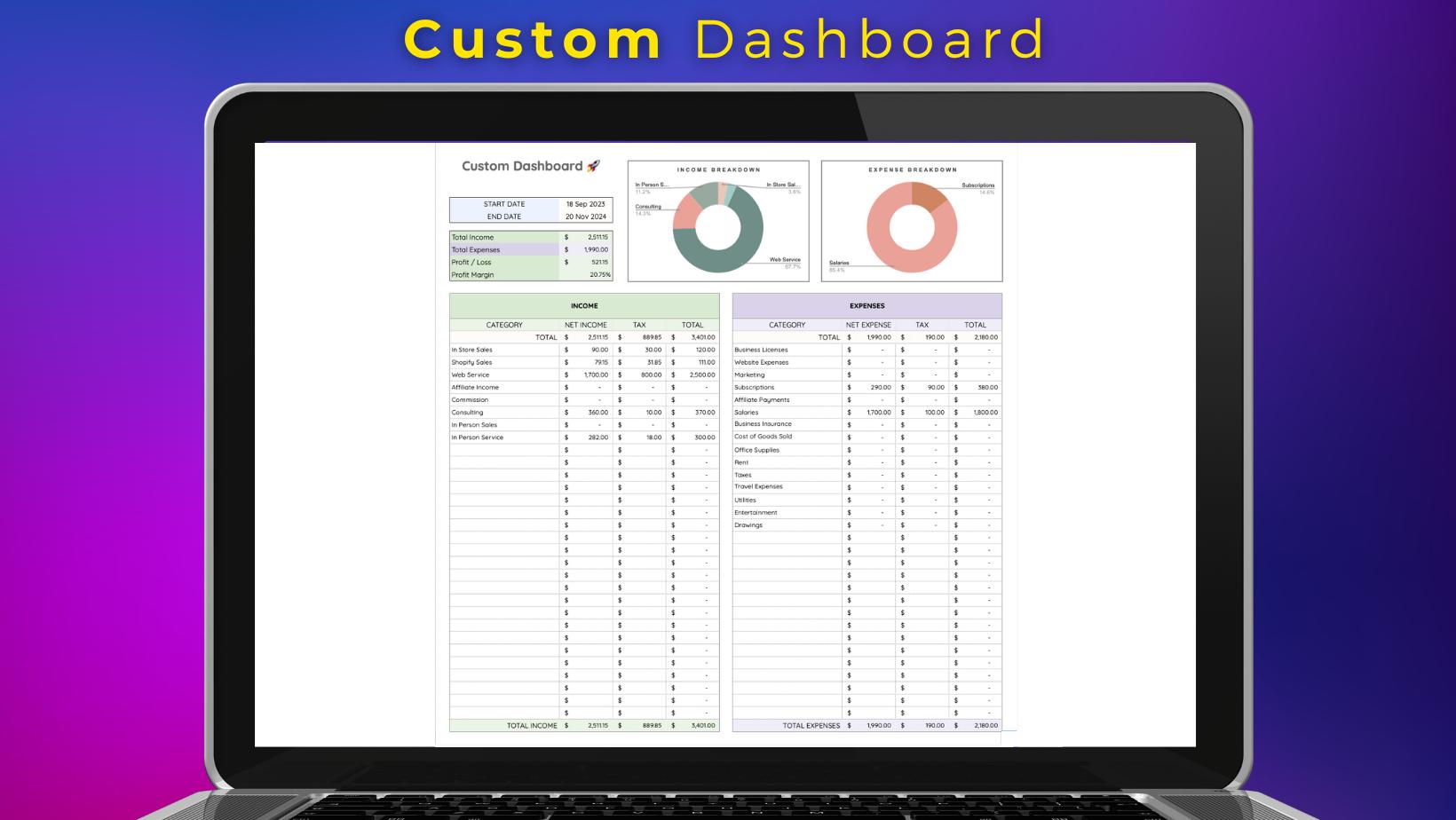 bookkeeping template google sheets