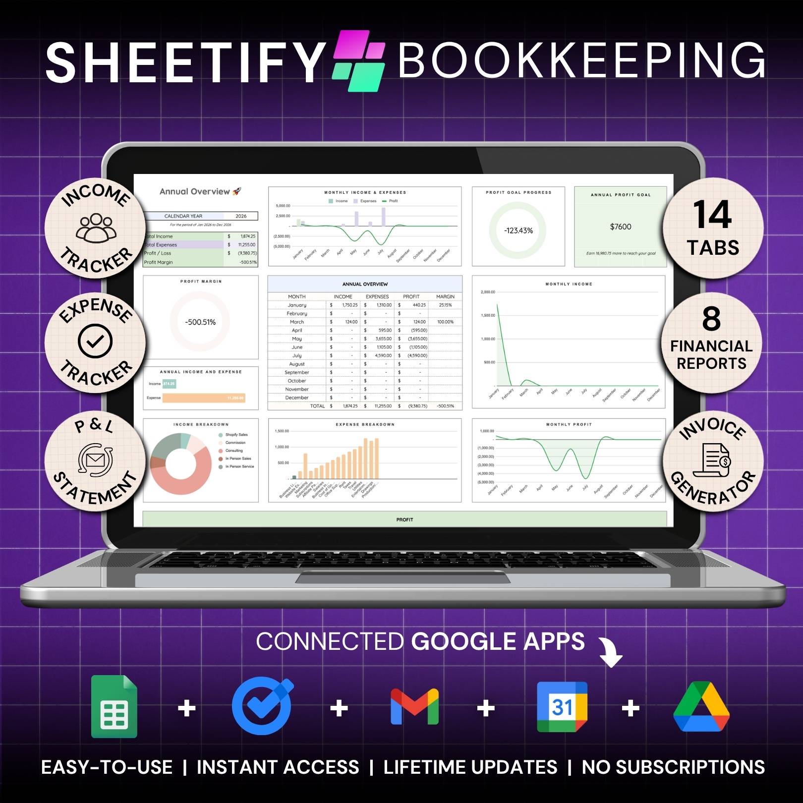 Google Sheets Bookkeeping Template